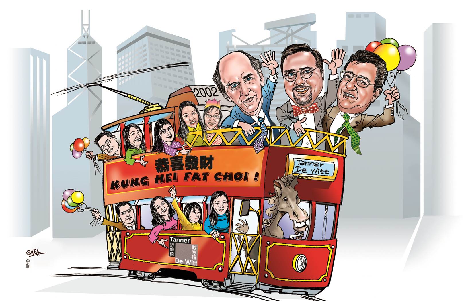 Cartoon of TDW Partners in Tram