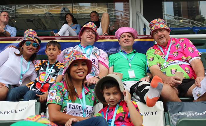 Tanner De Witt Partners Mark Side and Robin Darton with their guests at the 2015 Hong Kong Rugby Sevens