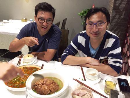 Anthony Marrin and River Stone enjoying local cuisine in Nanjing